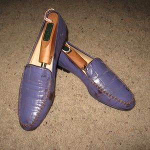 Purple Crocodile Pattern Loafers
